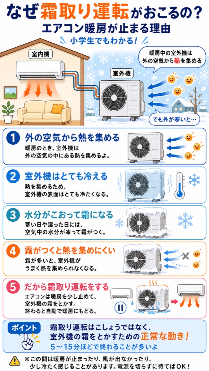 なぜ霜取り運転がおこるのか図解